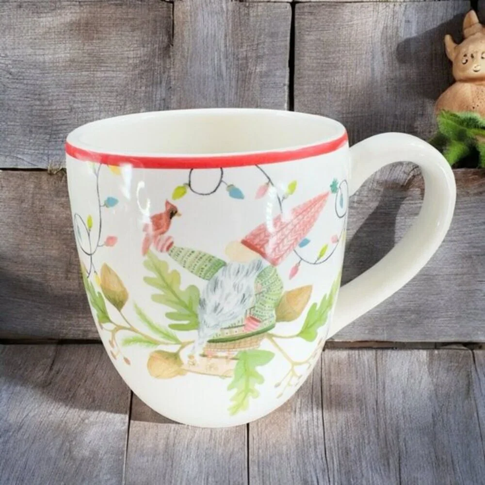 Pottery Barn FOREST GNOME MUG Holiday Christmas 22oz‎ Coffee Mug Ceramic Single